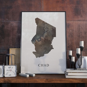 Chad vintage style map print, Chad map poster,  gift, Chad wall art decor, poster art, gifr for a friend, VO144