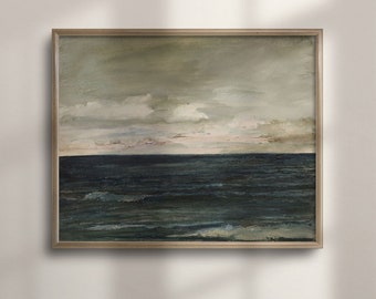 Antique Seascape Oil Painting: Moody Nautical Art Poster