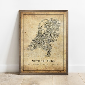Niederlande Vintage Karte Poster drucken, Landkarte Landkarte, Landkarte, Landkarte, Landkarte, C15-89