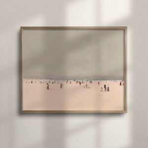 Vintage Beach Print: Minimalist Coastal Landscape Art