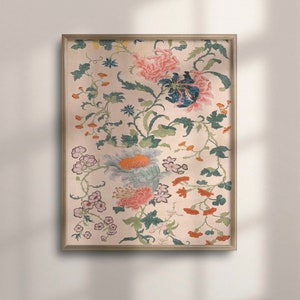 Chinoiserie Floral Art Print: Vintage Asian Botanical Wall Decor
