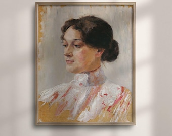 Oil Painting Poster, Antique Woman Portrait Print, FSC Certified Matte Paper
