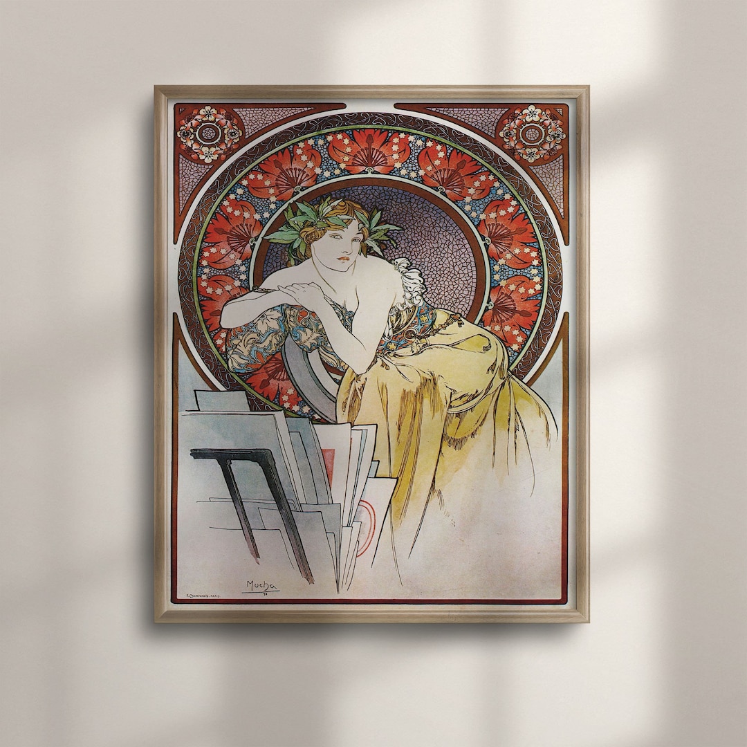 onthewall Alphonse Mucha Moet, Poster Art Nouveau, bianco, 30 x 40 cm : onthewall