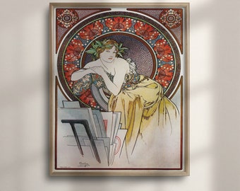 Alphonse Mucha Art Nouveau Poster: Vintage Romantic Wall Decor
