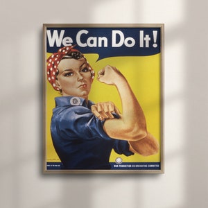 Rosie the Riveter, We Can Do It, 1942 Iconic War Poster, Vintage Wall Art, Perfect Housewarming or Birthday Gift, Colorful Living, C16-939