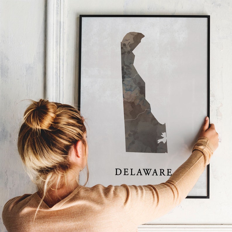 Delaware Vintage Style Map Print Delaware Map Poster Gift | Etsy