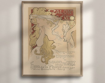 Alphonse Mucha Art Nouveau Poster: Vintage Salon des Cent Print