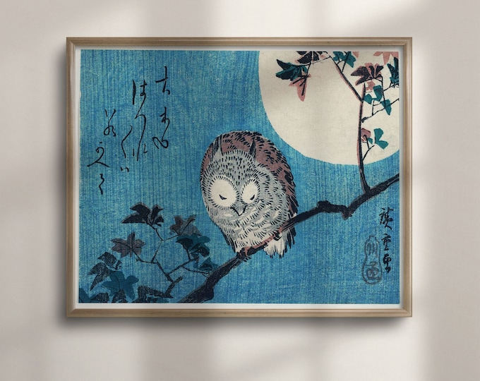 Japanese Owl Art Print: Utagawa Hiroshige Ukiyo-e Poster