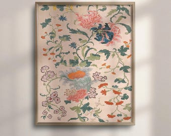 Chinoiserie Print, Floral Wall Decor on FSC Matte Paper, Framed Options