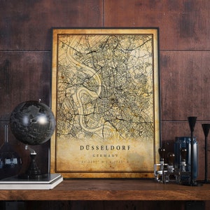 Düsseldorf Vintage Map Poster Wall Art | City Artwork Print | Antique, rustic, old style Home Decor | Germany prints gift | M567