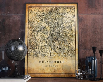 Düsseldorf Vintage Map Poster Wall Art | City Artwork Print | Antique, rustic, old style Home Decor | Germany prints gift | M567