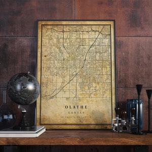 Olathe Vintage Karte Poster Wandkunst | Kunstdruck | Antike, rustikale, alte Stil Wohnkultur | Kansas druckt Geschenk | VM193