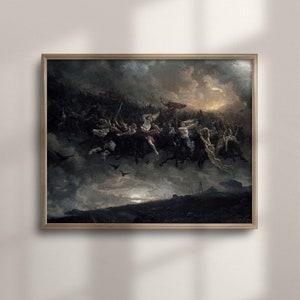 Odin&#39;s Wild Hunt Vintage Poster: Norwegian Mythology Art