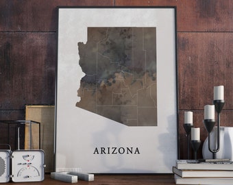 Arizona vintage style map print, Arizona map poster,  gift, Arizona wall art decor, vintage travel, gift for men, VO10