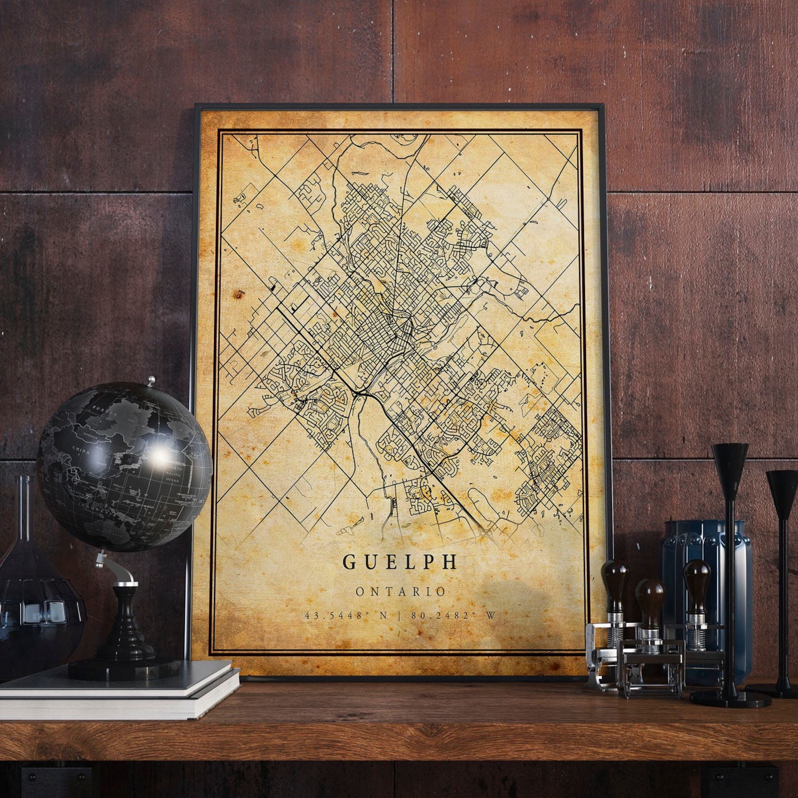 Guelph Vintage Map Poster Wall Art City Artwork Print Etsy