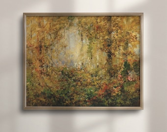 Vintage Fall Landscape Painting: Autumn Scenery Wall Art