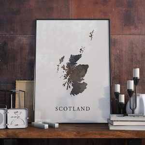 Scotland vintage style map print, Scotland map poster,  gift, Scotland wall art decor, map poster, gift mother, VO101