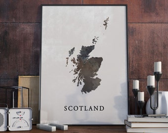 Scotland vintage style map print, Scotland map poster,  gift, Scotland wall art decor, map poster, gift mother, VO101