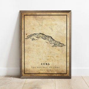 Cuba vintage kaart poster print, land straat wegenkaart kunst aan de muur, landkaart, landkaart, C15-29