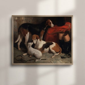 Vintage Dog Painting: Antique Hound Portrait Art