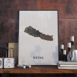 Nepal Karte Vintage Stil, Nepal Karte Poster, Geschenk, Nepal Wandkunst Dekor, Intage Art, Geschenkideen für Papa, VO219