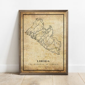 Liberia Vintage Karte, Landkarte Landkarte Druck, Landkarte Plakat, Landkarte Druck, C15-72 C15-72