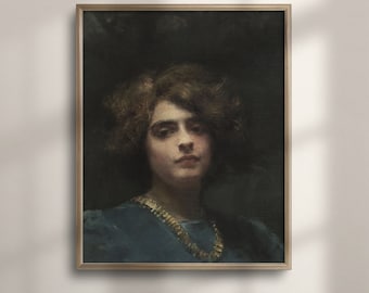 Victorian Woman Portrait: Antique Oil Painting, Moody Feminine Art