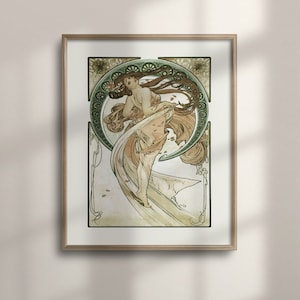 Alphonse Mucha Dance Art Nouveau Poster: Vintage Retro Wall Art