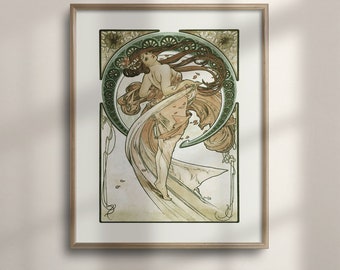 Alphonse Mucha Dance Art Nouveau Poster: Vintage Retro Wall Art
