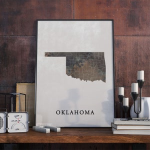 Vintage Oklahoma Map Print: State Wall Art Poster