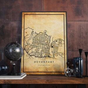 Devonport Vintage Map Poster Wall Art | City Artwork Print | Antique, rustic, old style Home Decor | Tasmania prints gift | M463