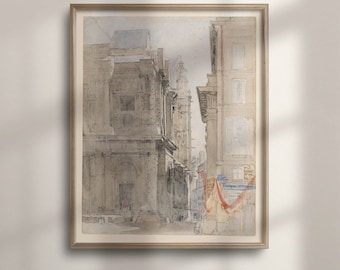 Vintage Parisian Architecture Watercolor Art Print