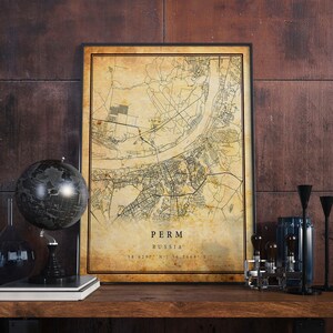VM 543 - Perm Vintage Karte Poster Wandkunst | Kunstdruck | Antike, rustikale, alte Stil Wohnkultur | M543
