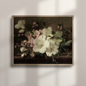 Vintage Floral Painting: Antique Still Life Botanical Print