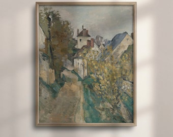 French Village Oil Painting: Vintage European Cityscape Art
