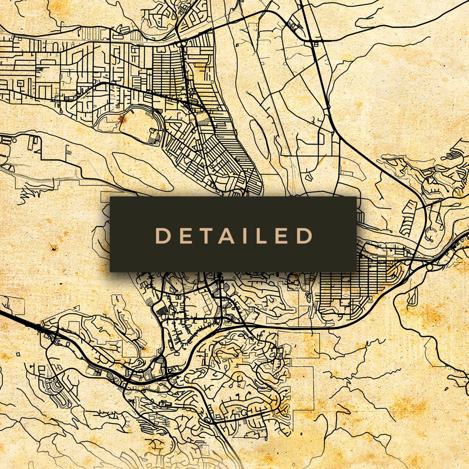 Kamloops Vintage Map Poster Wall Art City Artwork Print Etsy UK