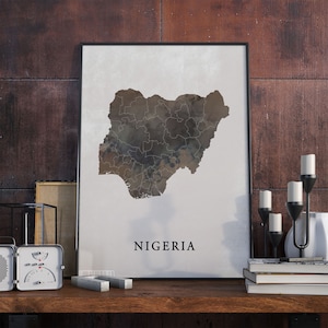 Vintage Style Nigeria Map Print: Travel Wall Art Decor