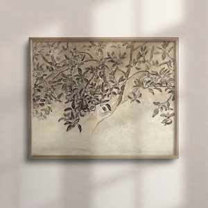Vintage Farmhouse Kitchen Decor, Large Wall Art, Rustic Apple Tree Sketch, Neutral Modern Art Print, Antique Drawing, C16-4