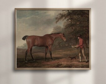 Vintage Horse Oil Painting: Antique Equestrian Farmhouse Decor