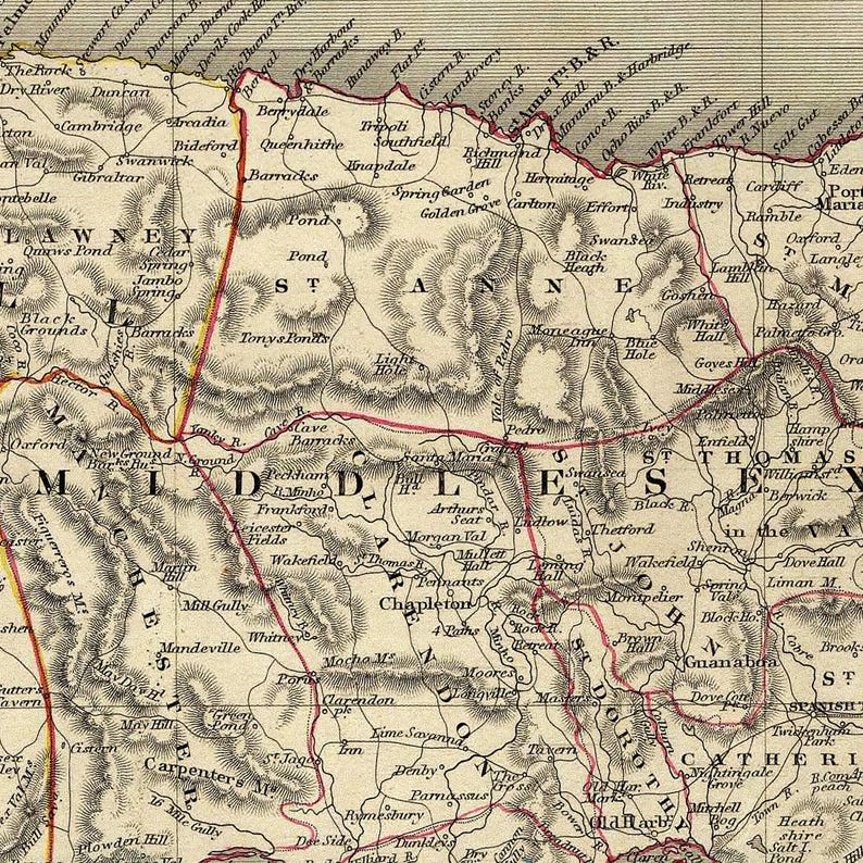 Antique Jamaica Map Print: 1851 Historic Wall Art image 7