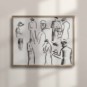 Antique Gentleman Sketch, Vintage Wall Art, Abstract Minimalist Line Art, Large Poster, Unique Vintage Drawing, C16-193