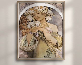 Alphonse Mucha 'Flower' Art Nouveau Vintage Poster Print