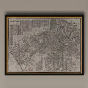 1909 Los Angeles Karte, Vintage Karte Kunst, antike Karte Druck, Karte von Los Angeles, alte Karte, Los Angeles Druck, Kalifornien, Los Angeles Kunst, AM54
