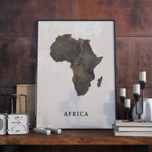 Impresión de mapa de estilo vintage de África, póster de mapa de África, regalo de Estados, decoración de arte de pared de África, póster vintage, arte de mapa de país, VO1