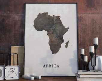 Africa vintage style map print, Africa map poster, States gift, Africa wall art decor, vintage poster, country map art, VO1