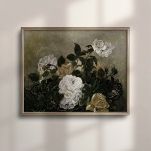 Antique Rose Still Life: Vintage Floral Art Print