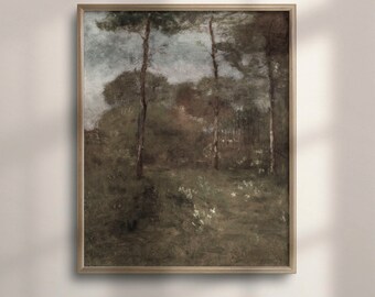 Vintage Autumn Forest Landscape Art Print: Country Scenery