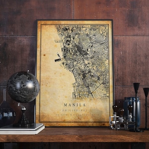 Manila Vintage Map Poster Wall Art | City Artwork Print | Antique, rustic, old style Home Decor | Philippines prints gift | M717