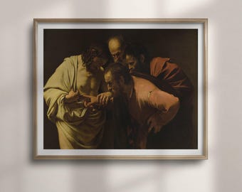 The Incredulity of Saint Thomas Print: Caravaggio Religious Wall Art, Baroque Painting for a Study