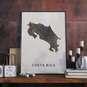 Costa Rica Map Print: Vintage Style Travel Poster